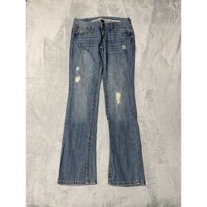 Amethyst Jeans Womens 9 Blue Bootcut Low Rise Medium Wash Distressed Style 30x31
